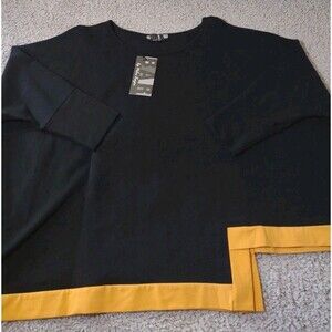 Bar by Melis Kozan S Oversized Blouse Nwt Unique Hem Black Yellow